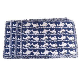 Whale lacemats Set of 4 Blue White Reversible Homespun 19 x 14